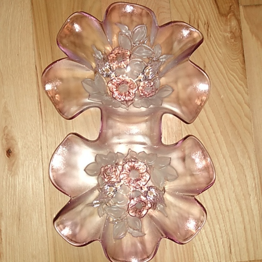 Mikasa Rosella Relish Bowl, Divided Bowl, Pink Floral